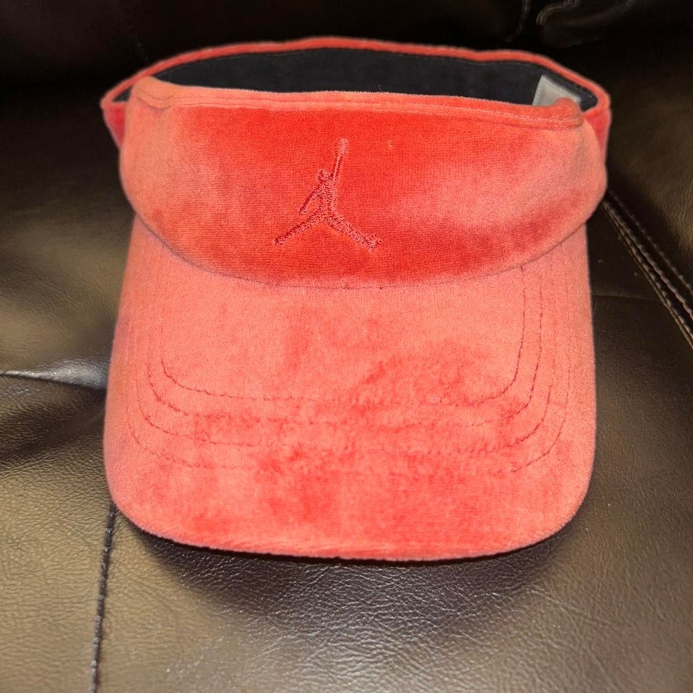 Vintage Michael Jordan Visor Hat Coral Velour‎ 2000s Unisex